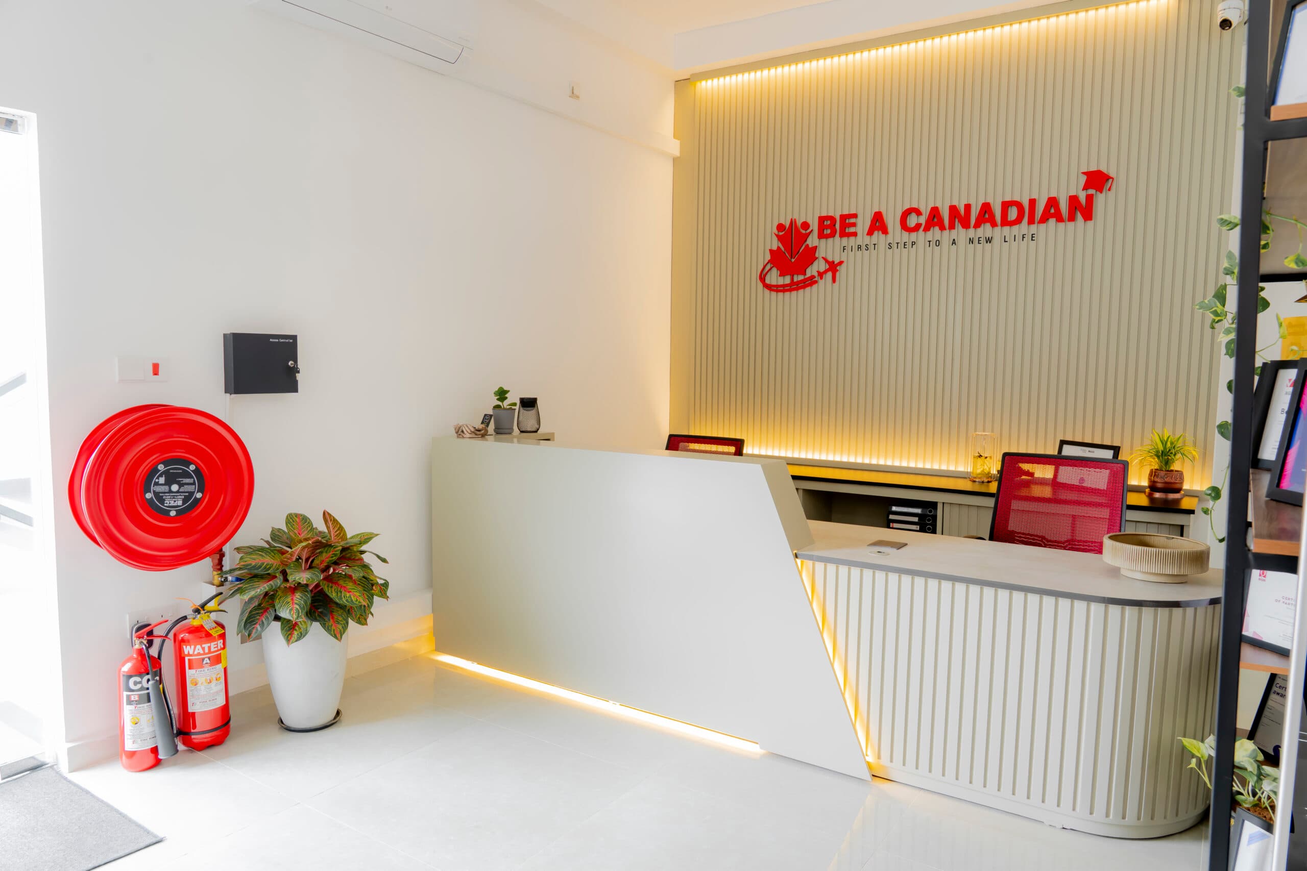 The reception area