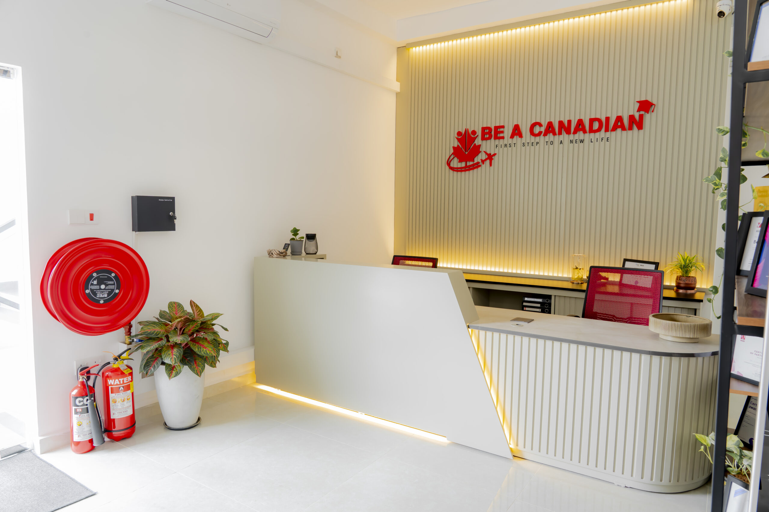 The reception area
